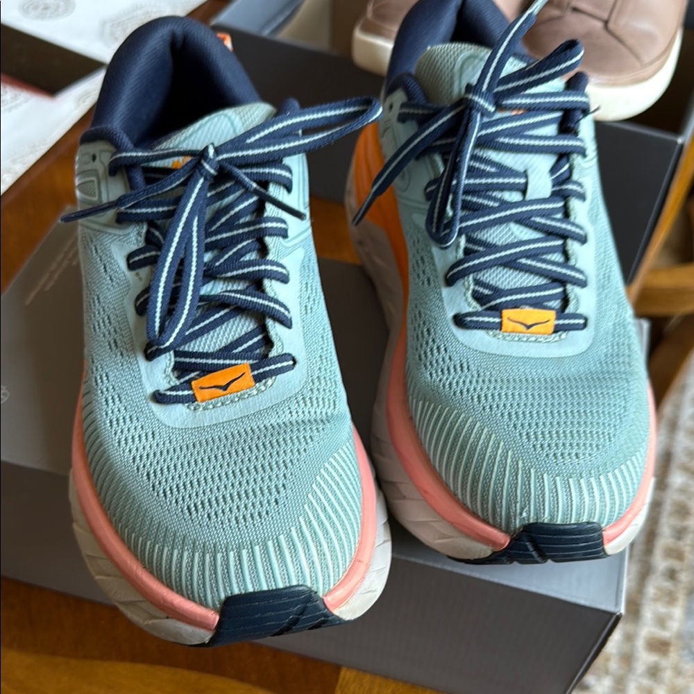 Hoka One One Blue and Pink Athletic Shoes with Cushioned Midsole